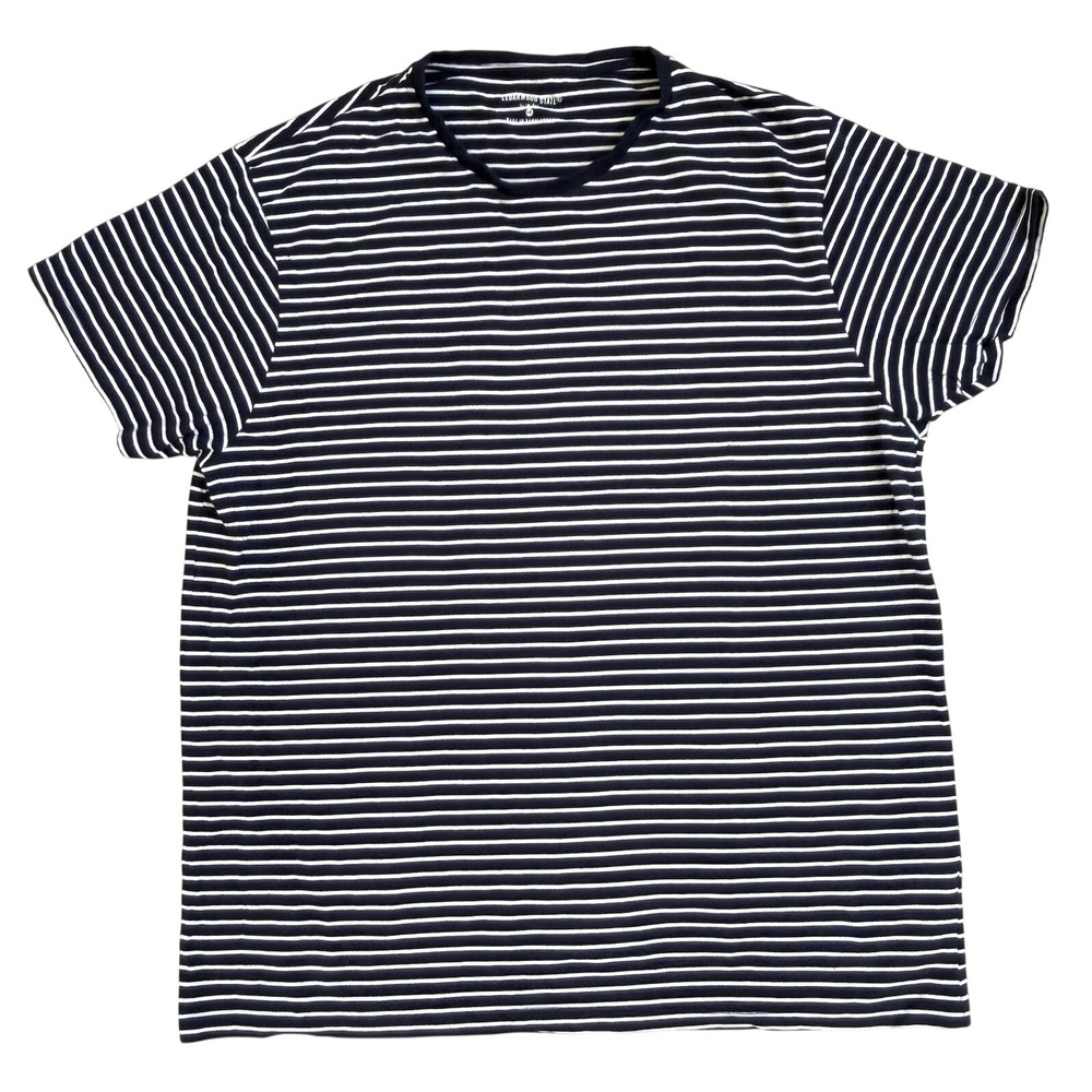 Men's Cedarwood State, Navy Blue White‎ Striped Crewneck T-Shirt XXL